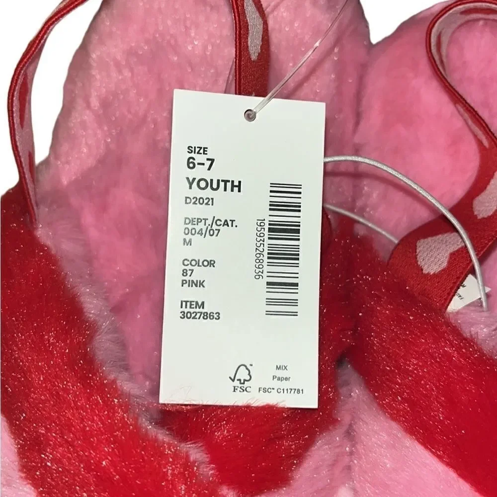 Children's Place Heart Crisscross Faux Fur Slippers